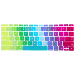 Laprite Keyboard Cover Silicone Skin for MacBook 12\' with Retina Display (2015 Model A1534) and New MacBook Pro 13 Inch (2016 Version Model A1708, No Touch Bar) - Mettalic Rainbow