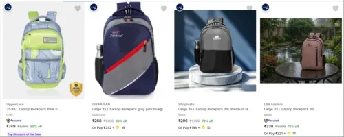 Image of Laptop Backpack at minimum 83% Discount