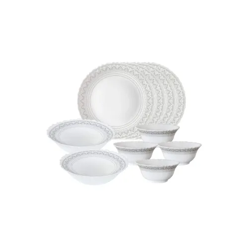 Image of Larah by Borosil Classic Opalware Dinner Set, 10 -Piece, White