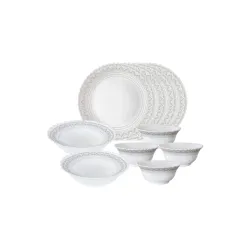 Larah by Borosil Classic Opalware Dinner Set, 10 -Piece, White