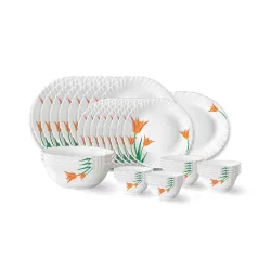 Larah Borosil 33-Piece Fluted Opalware Dinner Set