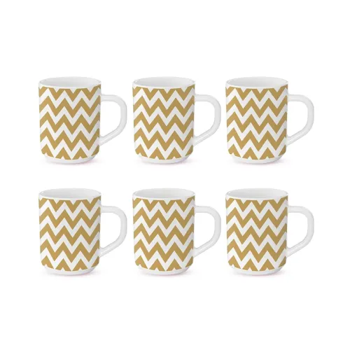 Image of Larah Borosil Gold Waves Mug Set (6 pcs)