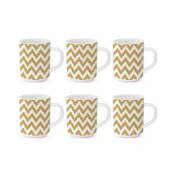 Larah Borosil Gold Waves Mug Set (6 pcs)