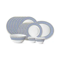 Larah by Borosil Juliet Fluted Series Opalware Dinner Set | 21 Pieces for Family of 6 | Microwave & Dishwasher Safe | Bo