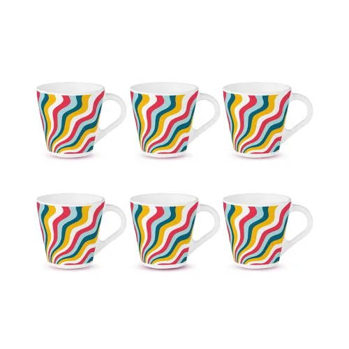 Image of Larah by BOROSIL Novelty Series Kroma Opalware Mug, Set of 6 Tea /Coffee Mugs, 160 ml Each, Microwave & Dishwasher Safe,