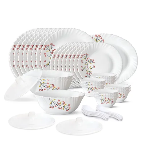 Image of Larah Borosil Red Bud 47-Piece Dinner Set