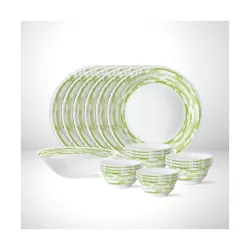Larah by Borosil Silk Series Opalware Dinner Set | 19 Pieces for Family of 6 | Microwave & Dishwasher Safe | Bone-Ash Free | Crockery Set for Dining & Gifting | Plates & Bowls (Aura)