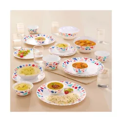 Larah Borosil Speckle Silk Dinner Set – 35 Pcs