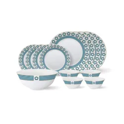 Larah by Borosil - Tiara Series, Crystal, 13 Pcs, Opalware Dinner Set, White