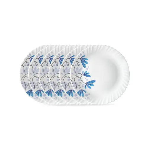 Image of Larah by BOROSIL Twilight 6 Pcs Opalware Plate Set (Dia - 10 inch), White