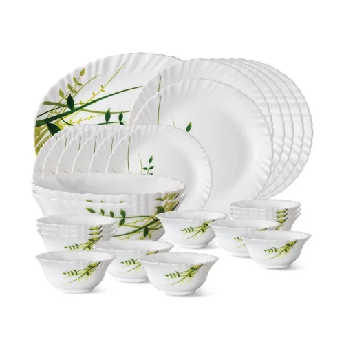 Image of Larah Borosil 27-Piece Green Herbs Dinner Set