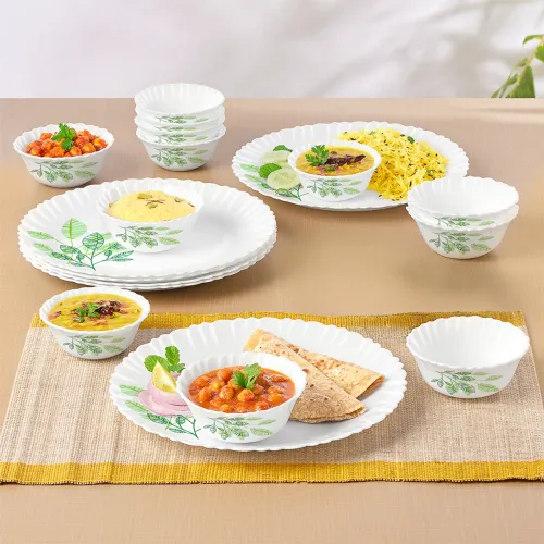 Image of Larah by Borosil 18-Piece Fauna Opalware Dinner Set Green