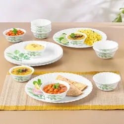 Larah by Borosil 18-Piece Fauna Opalware Dinner Set Green