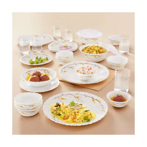 Image of Larah by Borosil 35 Pieces Opalware Dinner Set for Family 