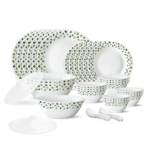 Image of Larah by Borosil 35 Pieces Sage Opalware Dinner Set for Family of 6