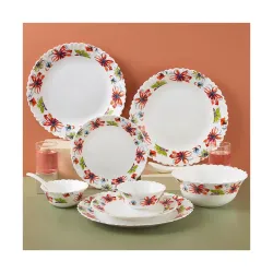 Larah by Borosil 35 Pieces Opalware Dinner Set 