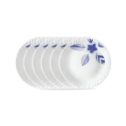 Larah by BOROSIL Morning Glory 6 Pcs Opalware Plate Set (Dia - 10 inch), White