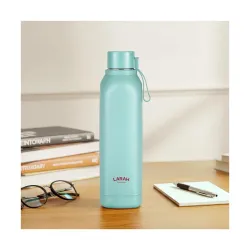 Larah by Borosil 700 ml Cube Mint Stainless Steel Water Bottle | Made in India Pu Insulated Thermoware | Leakproof, BPA 