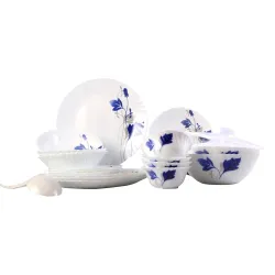 Larah By Borosil Ageria Opalware Glass Dinner Set,Pack of 25, White