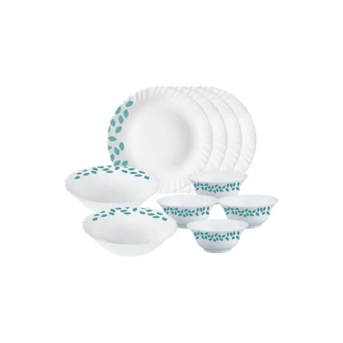 Image of Larah by Borosil Blue Leaves Dinner Set (10-Piece)