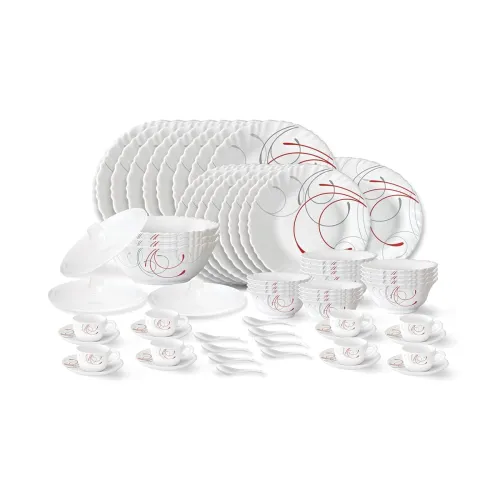 Image of Larah by Borosil Boro Fluted Series Opalware Dinner Set 63 Pieces