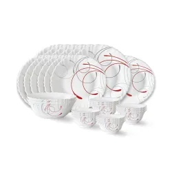 Larah by Borosil Boro Fluted Series Opalware Dinner Set | 27 Pieces 