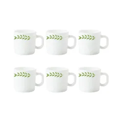 Larah by BOROSIL Botanica Opalware Mug Set 6-Pieces
