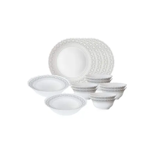 Image of Larah by BOROSIL Classic Opalware Dinner Set, (14-Pieces, White)