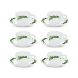 Larah by BOROSIL Crescent Opalware Cup and Saucer Set of 12 pcs