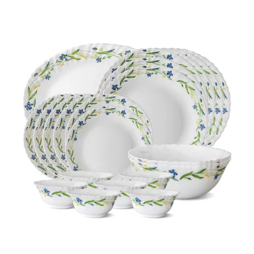Image of Larah by Borosil Cripper Fluted Series Opalware Dinnerset 21 Pieces 