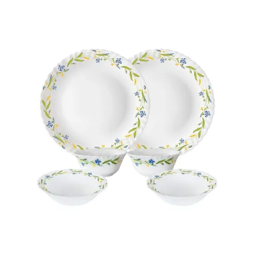 Image of Larah by Borosil Cripper Opalware Dinner Set, 6 -Piece, White