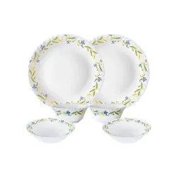 Larah by Borosil Cripper Opalware Dinner Set, 6 -Piece, White