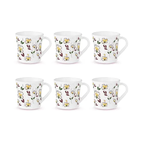 Image of Larah by BOROSIL Crysta Series Amara Maroon Opalware Mug Set of 6