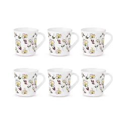 Larah by BOROSIL Crysta Series Amara Maroon Opalware Mug Set of 6