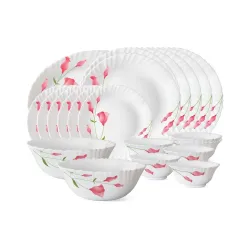 Larah by BOROSIL Diana Opalware Dinner Set, White - 21 Pieces