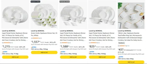 Image of Larah by borosil Diner set up to 65% Discount 