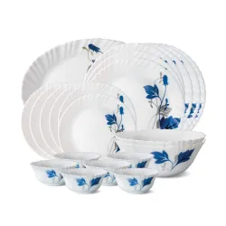 Larah by Borosil Fluted Series Ageria Opalware Dinner Set 21 Piece