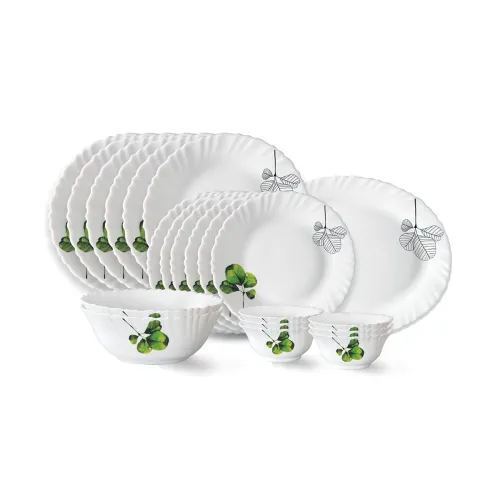 Image of Larah by Borosil Oval Fluted Series Opalware Dinner Set (21Pcs)