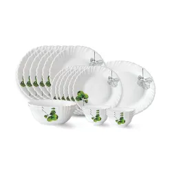 Larah by Borosil Oval Fluted Series Opalware Dinner Set (21Pcs)