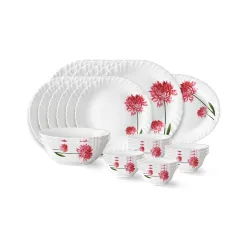 Larah by Borosil Belle Fluted Series Opalware Dinner Set | 27 Pieces for Family of 6 | Microwave & Dishwasher Safe | Bone-Ash Free | Crockery Set for Dining & Gifting | Plates & Bowls | Whit...