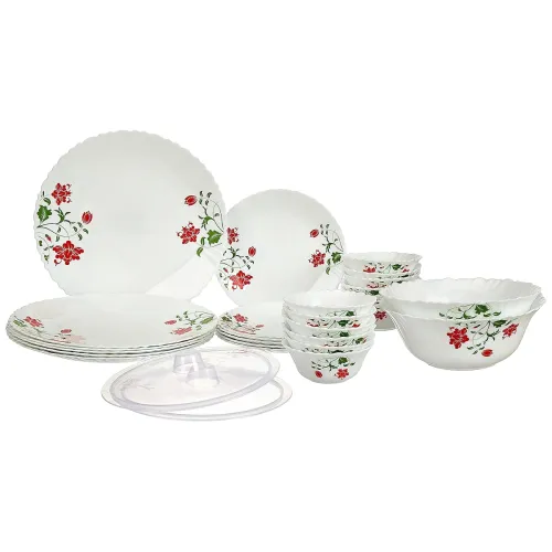 Image of Larah by Borosil Hazel Fluted Series Opalware Dinner set 28 Piece