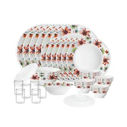 Larah by Borosil Silk Series Bali Opalware Dinner Set 35pcs with Vision Glass 