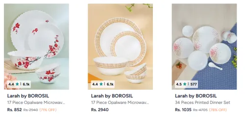 Image of Larah by BOROSIL Dinner Set at up to 78% Discount