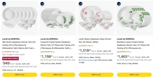 Image of Larah by Borosil Dinner Set at minimum 53% Discount