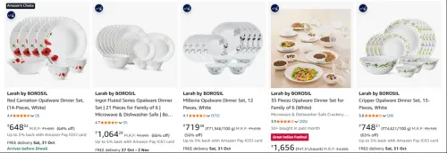 Image of Larah by Borosil Dinner Set at minimum 65% Discount