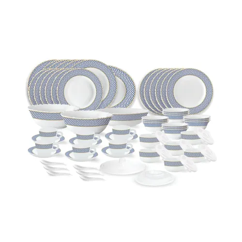 Image of Larah by Borosil Juliet Fluted Series Opalware Dinner Set 66 Pcs