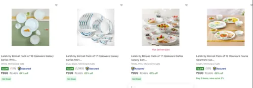 Image of Larah by Borosil Dinner Set Minimum 60% Discount