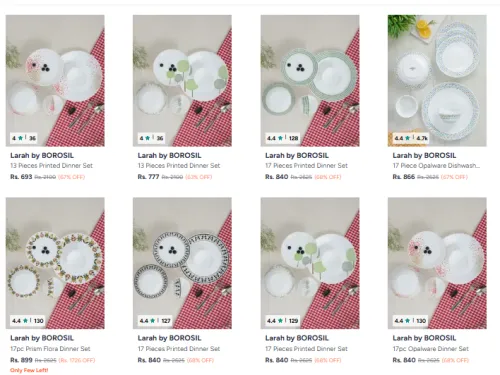 Image of Larah by BOROSIL Dinner Set Minimum 60% Discount