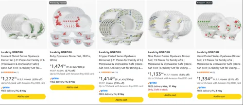 Image of Larah by Borosil Dinner set Upto 61% Discount