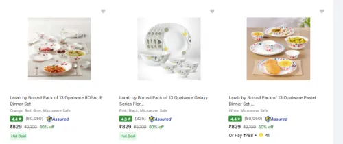 Image of Larah By Borosil Dinner Sets starting @ ₹829